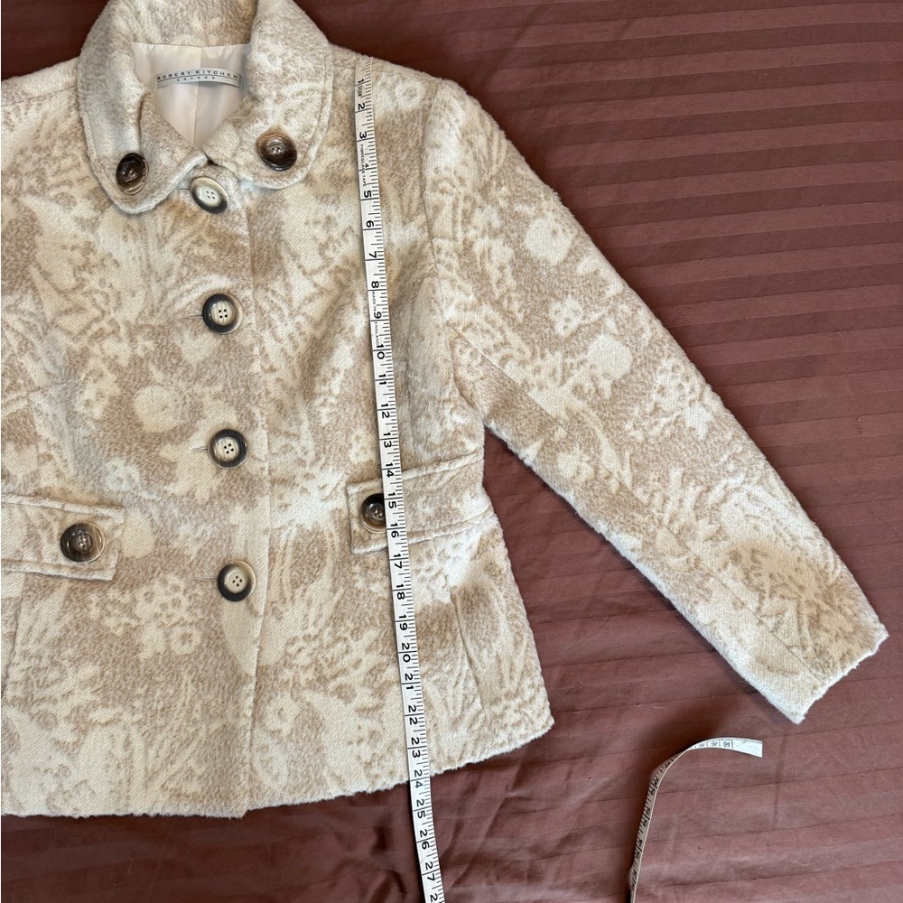Robert Kitchen Beige Floral Pea Coat - Picture 4 of 8